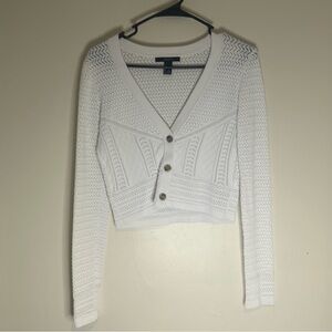 Forever 21 🤍 White Knit Button-Up cropped Cardigan- Sz Small Like-NEW condition!